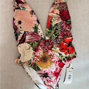 OndadeMar Floral One Piece Swimsuit - Red, Green, Pink